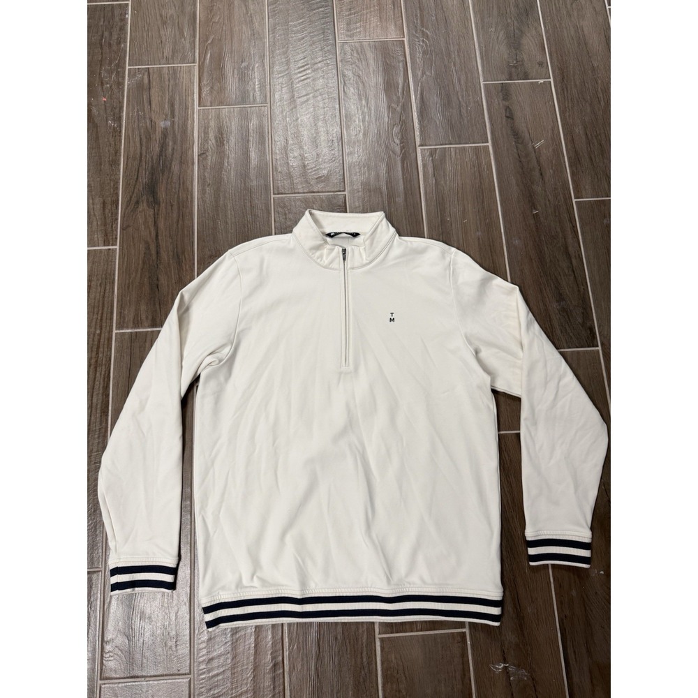 Travis Matthew Cloud Happier Hour Beige Quarter Zip Sweater Size Large